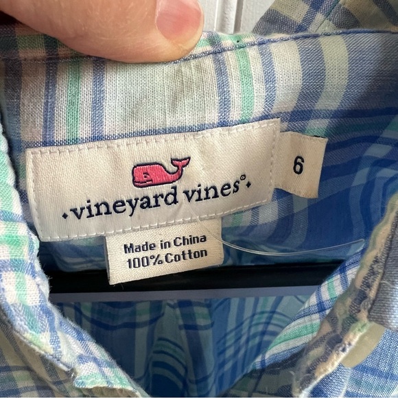 Vineyard Vines 2W2032 Multi Blue Plaid 1/2 Button Popover Women’s Size 6 - Picture 3 of 5